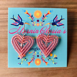Small Beaded Heart Earrings