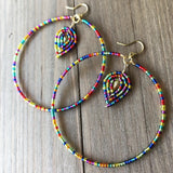 Beaded Hoop and Petal Earrings