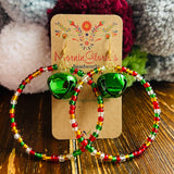 Jingle Bell Beaded Hoop Earrings
