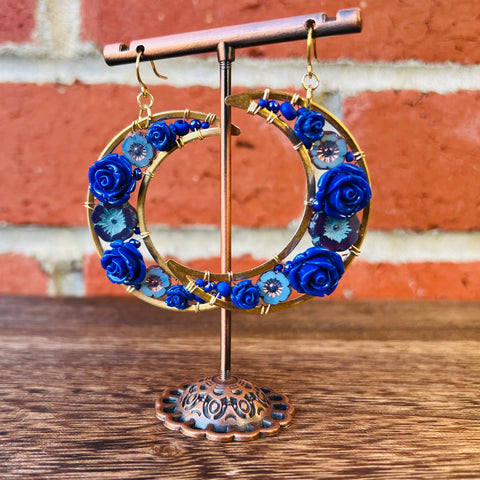 Crescent Luna Rose Earrings