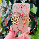 Christmas Large Charm Beaded Hoop Earrings