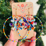 Colorful Acrylic Flower Beaded Hoop Earrings