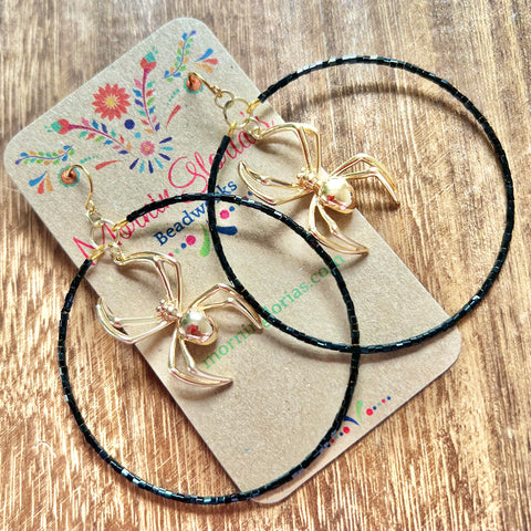 Spider Beaded Hoop Earrings
