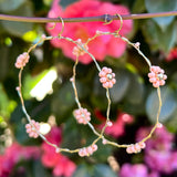 Wire-Wrapped Beaded Daisy Hoop Earrings