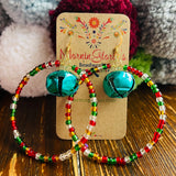 Jingle Bell Beaded Hoop Earrings