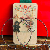 Christmas Small Charm Beaded Hoop Earrings