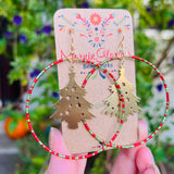 Christmas Large Charm Beaded Hoop Earrings