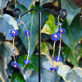 Wire-Wrapped Beaded Daisy Hoop Earrings