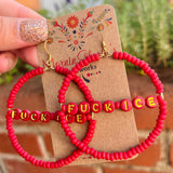 F*ck Ice Beaded Hoop Earrings