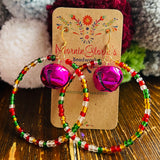 Jingle Bell Beaded Hoop Earrings