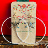 Christmas Small Charm Beaded Hoop Earrings