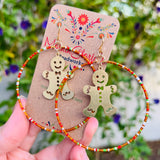 Christmas Large Charm Beaded Hoop Earrings