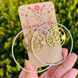 Christmas Large Charm Beaded Hoop Earrings