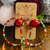 Jingle Bell Beaded Hoop Earrings