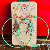 Christmas Small Charm Beaded Hoop Earrings