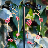 Wire-Wrapped Beaded Daisy Hoop Earrings