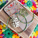 Christmas Large Charm Beaded Hoop Earrings