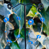 Wire-Wrapped Beaded Daisy Hoop Earrings