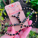F*ck Ice Beaded Hoop Earrings