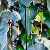 Wire-Wrapped Beaded Daisy Hoop Earrings