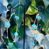 Wire-Wrapped Beaded Daisy Hoop Earrings