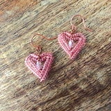 Tiny Beaded Heart Earrings - Day 1