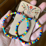Large Beaded Rainbow Hoops