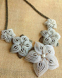 Beaded Five Flower Necklace