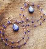 Gemstone Goddess - Wire Wrapped Double Hoop Beaded Earrings