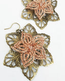 Beaded Flower Filigree Earrings