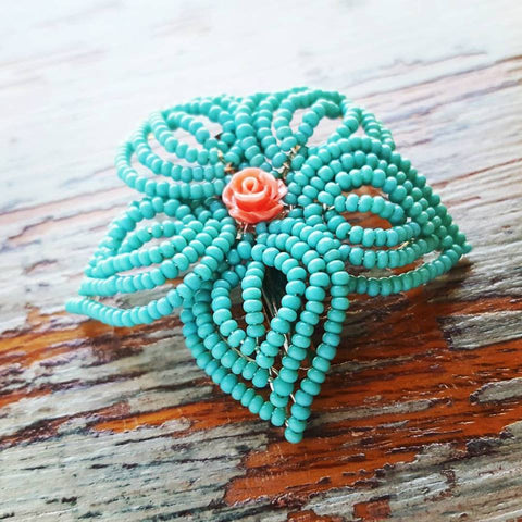 Small Beaded Hair Flower and Brooch Pin