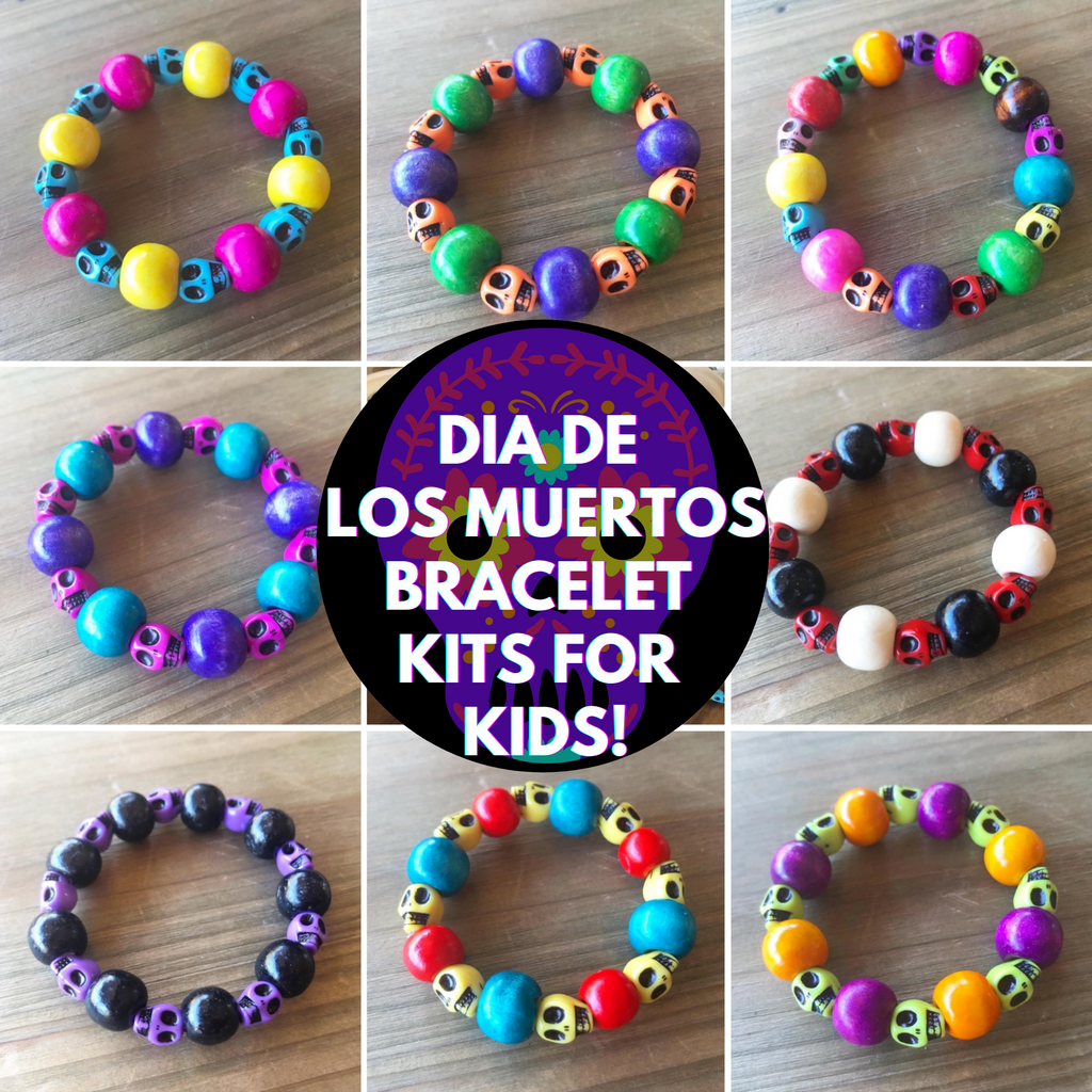 Kids Dia de los Muertos Beaded Stretch Bracelet Kits