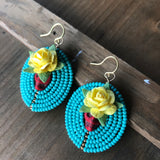 Large Dia De Los Muertos Beaded Earrings