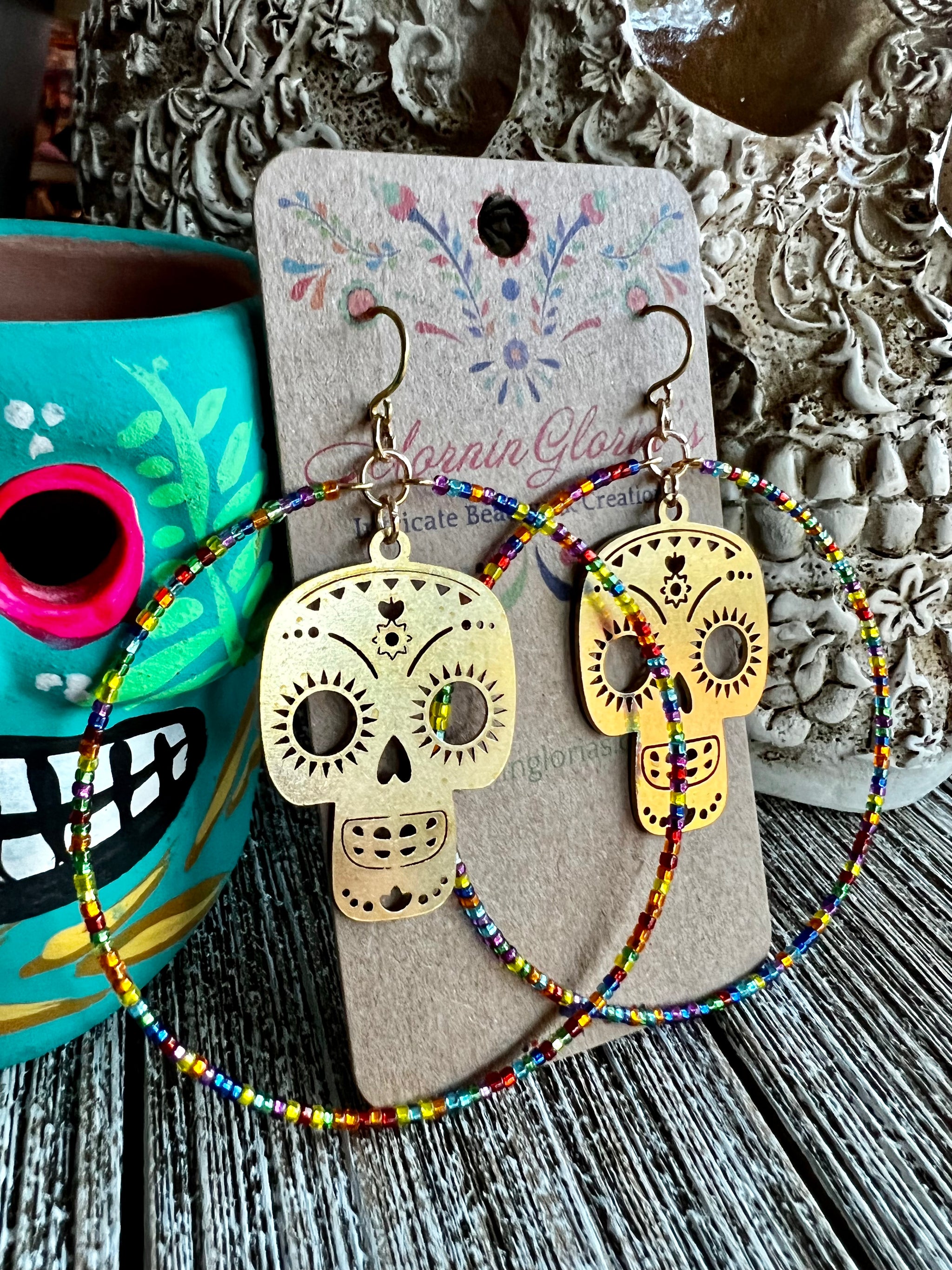 Calavera Beaded Hoop Earrings – MorninGloria's