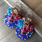 Dia De Los Muertos Flower Crown Calavera Beaded Earrings