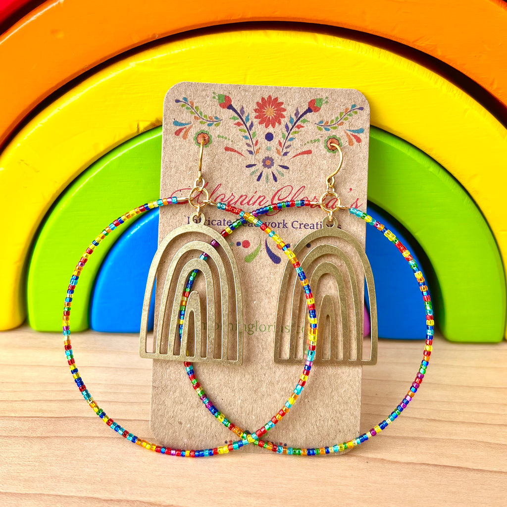 Rainbow Beaded Hoop Earrings – MorninGloria's